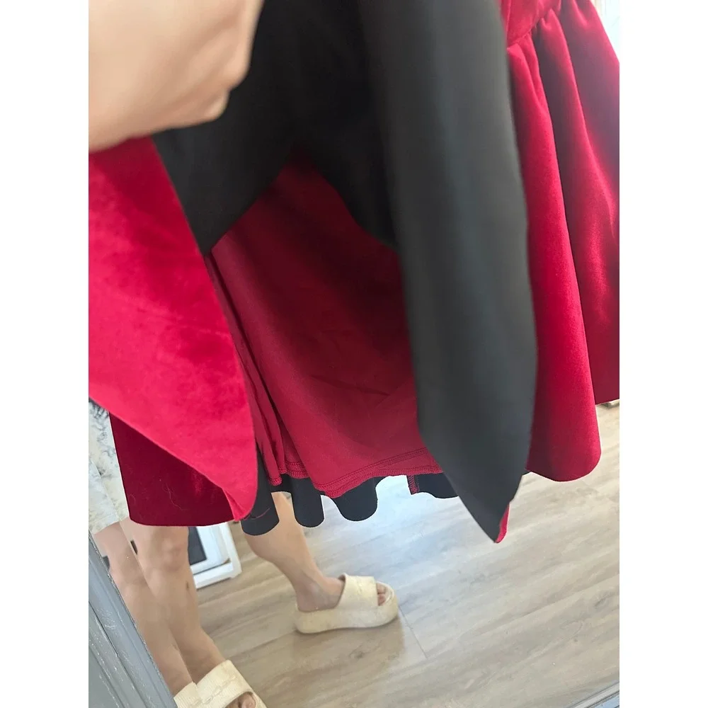 Windsor Red Kyla Velvet Cutout Corset Skater Mini Dress Wedding Formal Date M - Picture 7 of 12
